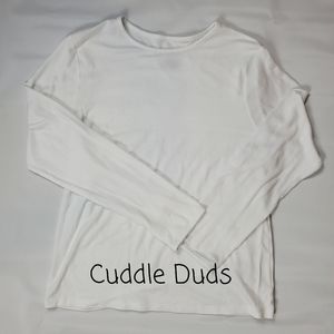 CUDDL DUDS WHITE LONG SLEEVED TOP, SIZE XL
